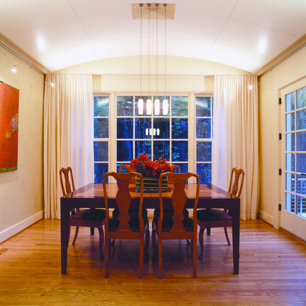 Contemporary breakfast nook with barrel vault ceiling by Washington DC Architect and Interior Design firm Studio Santalla