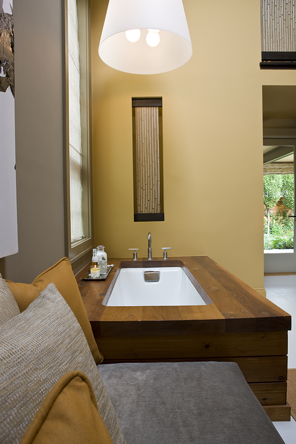 Studio Santalla designed the sustainable cedar tub surround for this green, environmentally friendly home spa bathroom in Washington, DC