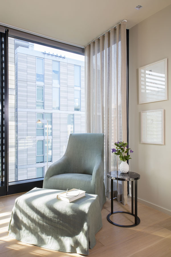 A relaxing reading space in the bedroom.